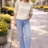 Massimo bomullsbluse blomstret gul