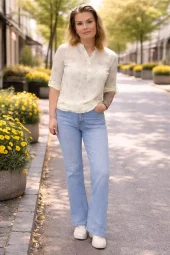 Massimo bomullsbluse blomstret gul