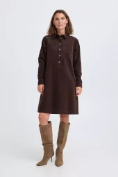 Pulz Sally kjole babycord brun