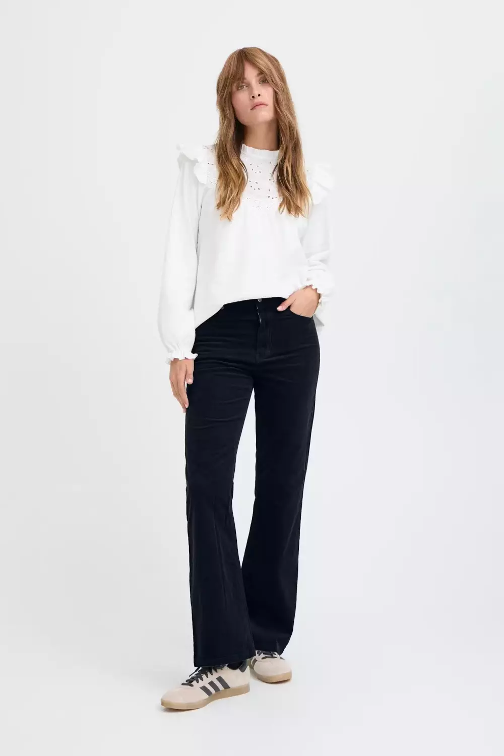 Pulz Sally UHW Bootcut cordbukse, Marineblå