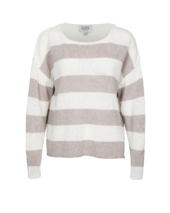 Lennon Sweather Knittet - Light Taupe/White