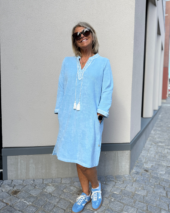 Kaftan Short Dress - Light Blue