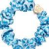 Gold Heart Silk Scrunchie - Blue Leopard