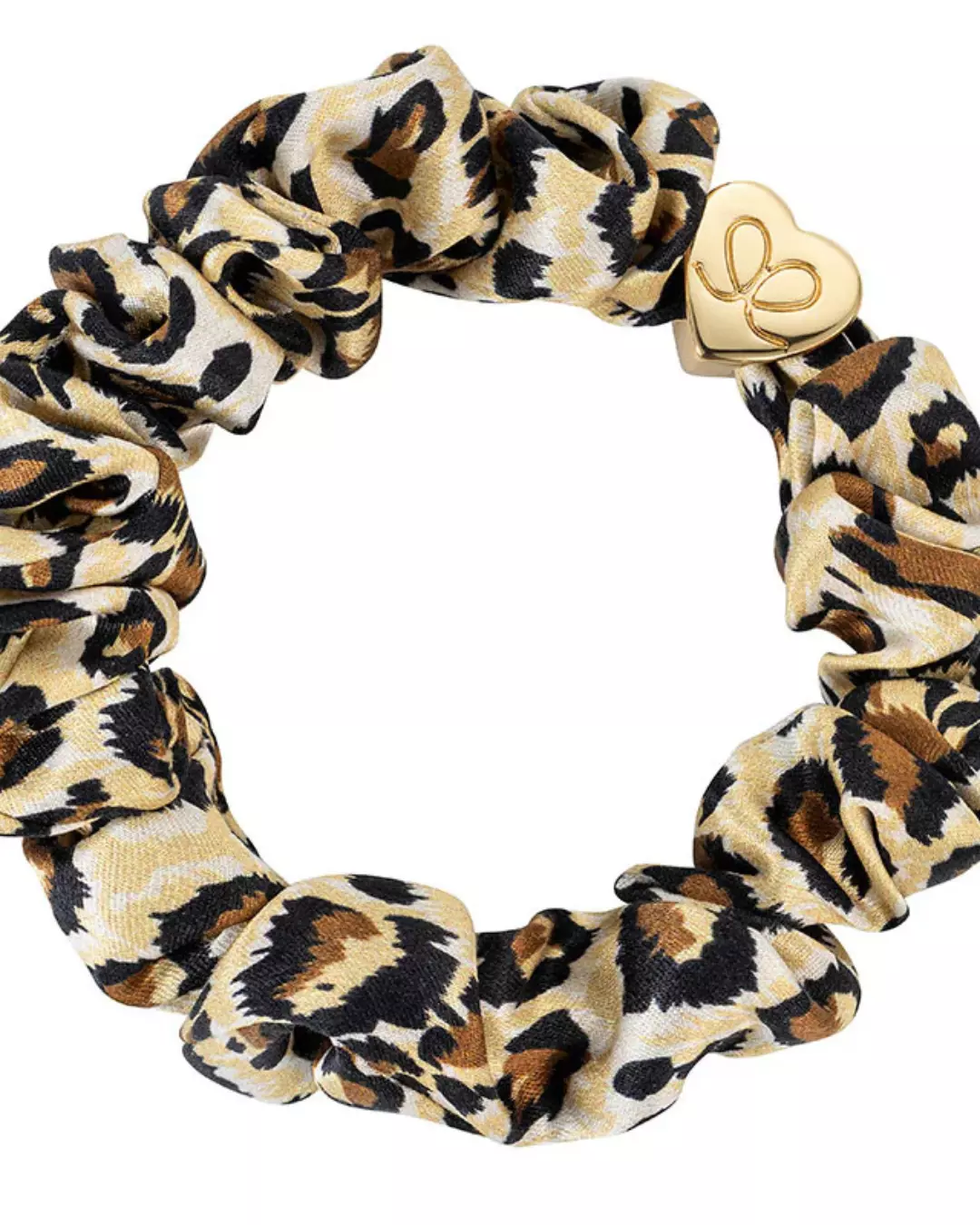 Gold Heart Silk Scruchie - Leopard