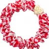 Gold Heart Silk Scruchie - Red Leopard