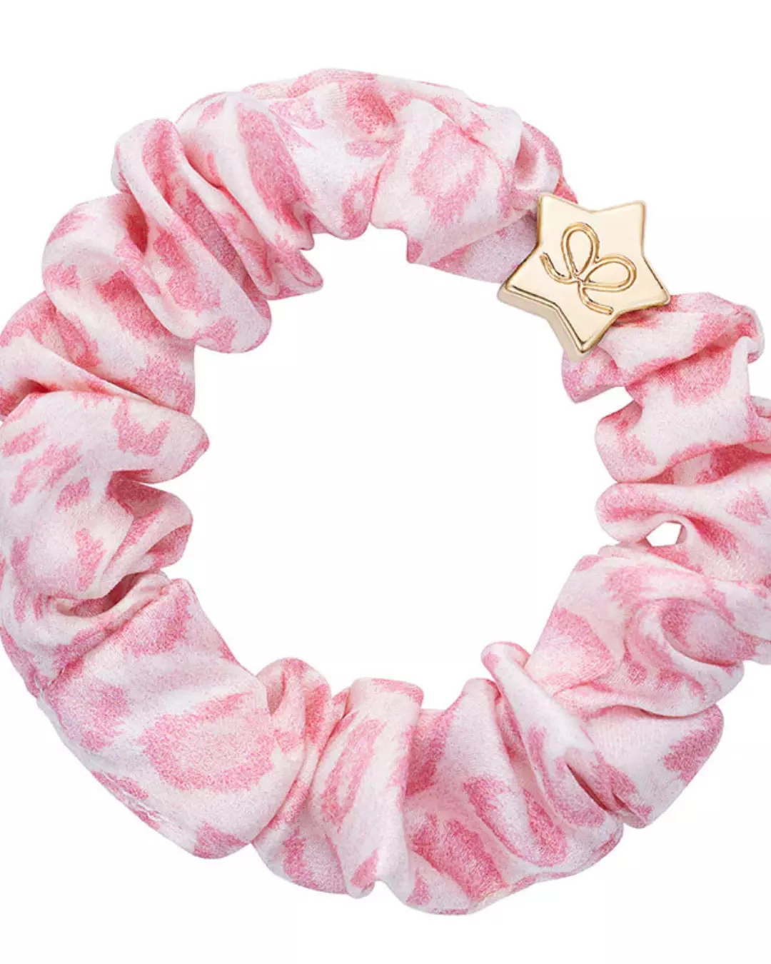 Gold Star Silk Scruchie - Pink Leopard