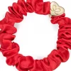 Gold Heart Silk Scrunchie - Chili Red