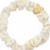 Gold Heart Silk Scrunchie - Cream