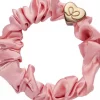 Gold Heart Silk Scrunchie - Rose Tan