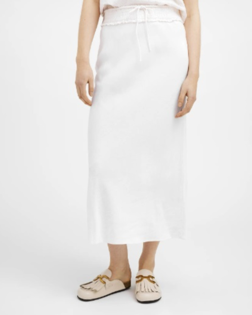 Elly Bias Cut Long Skirt - White