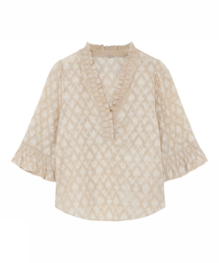 Marilou Frills Blouse - Beige/Silver