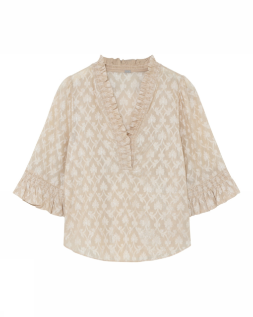 Marilou Frills Blouse - Beige/Silver