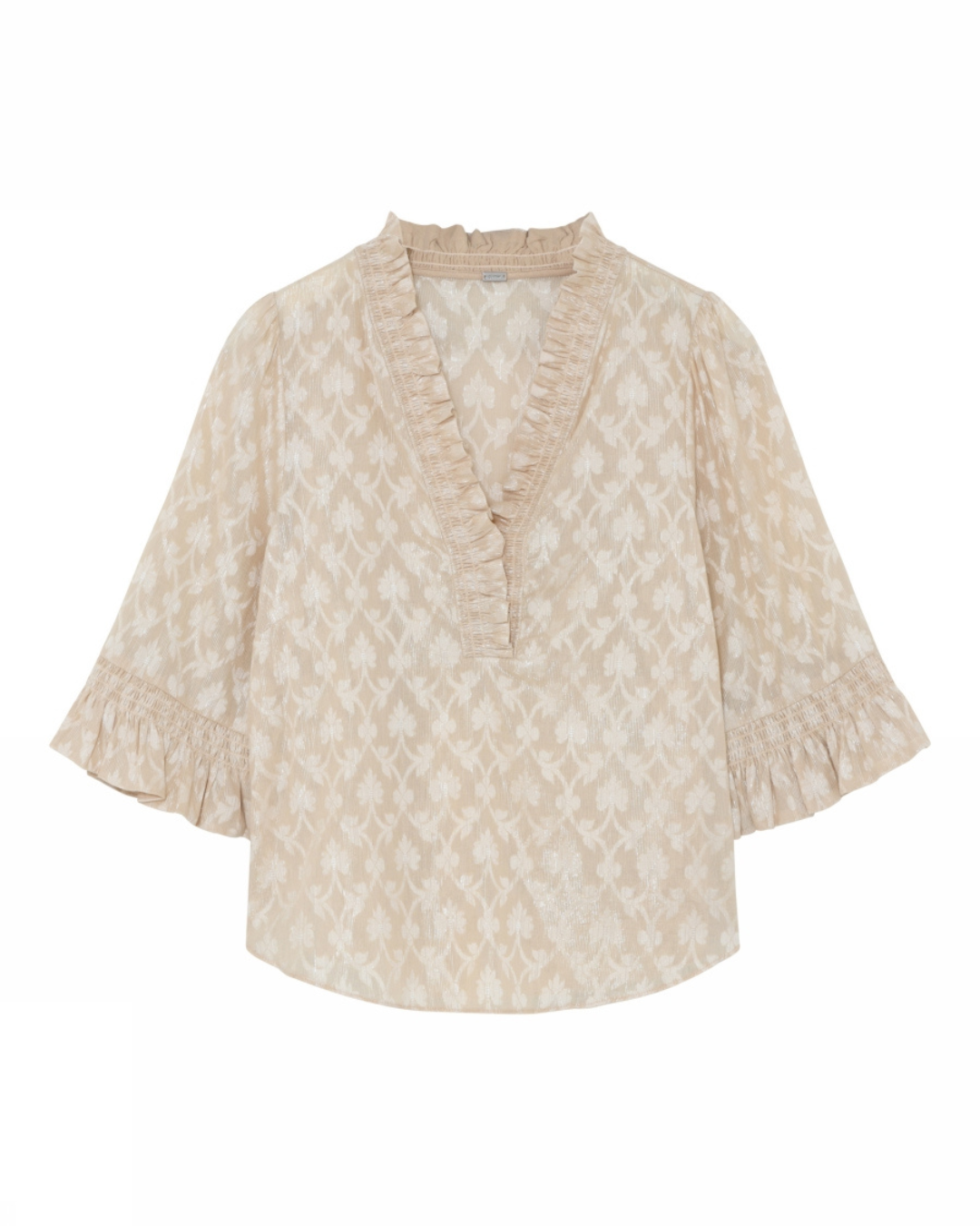 Marilou Frills Blouse - Beige/Silver