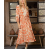 Mareva Dress - Beige/Orange
