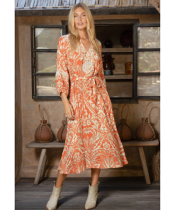 Mareva Dress - Beige/Orange