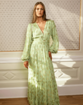 Noor Maxi Dress Lime Georgette