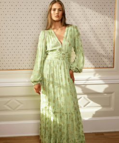 Noor Maxi Dress Lime Georgette