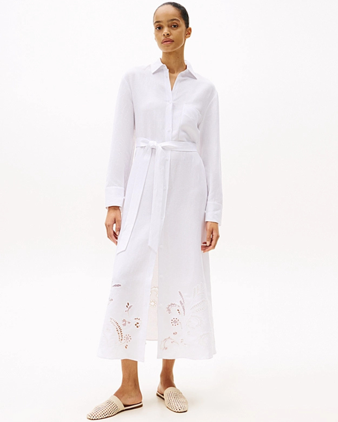 Broderie Angalaise Shirt Dress