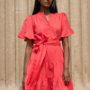Gaia Mini Dress - Lipstick Linen