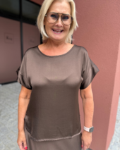 Short Sleeve Blouse Stretch - Mokka