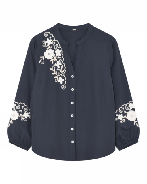 Carmen, embroidery shirt - Midnight