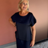 Short Sleeve Blouse Stretch - Blue Scuro