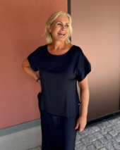 Short Sleeve Blouse Stretch - Blue Scuro