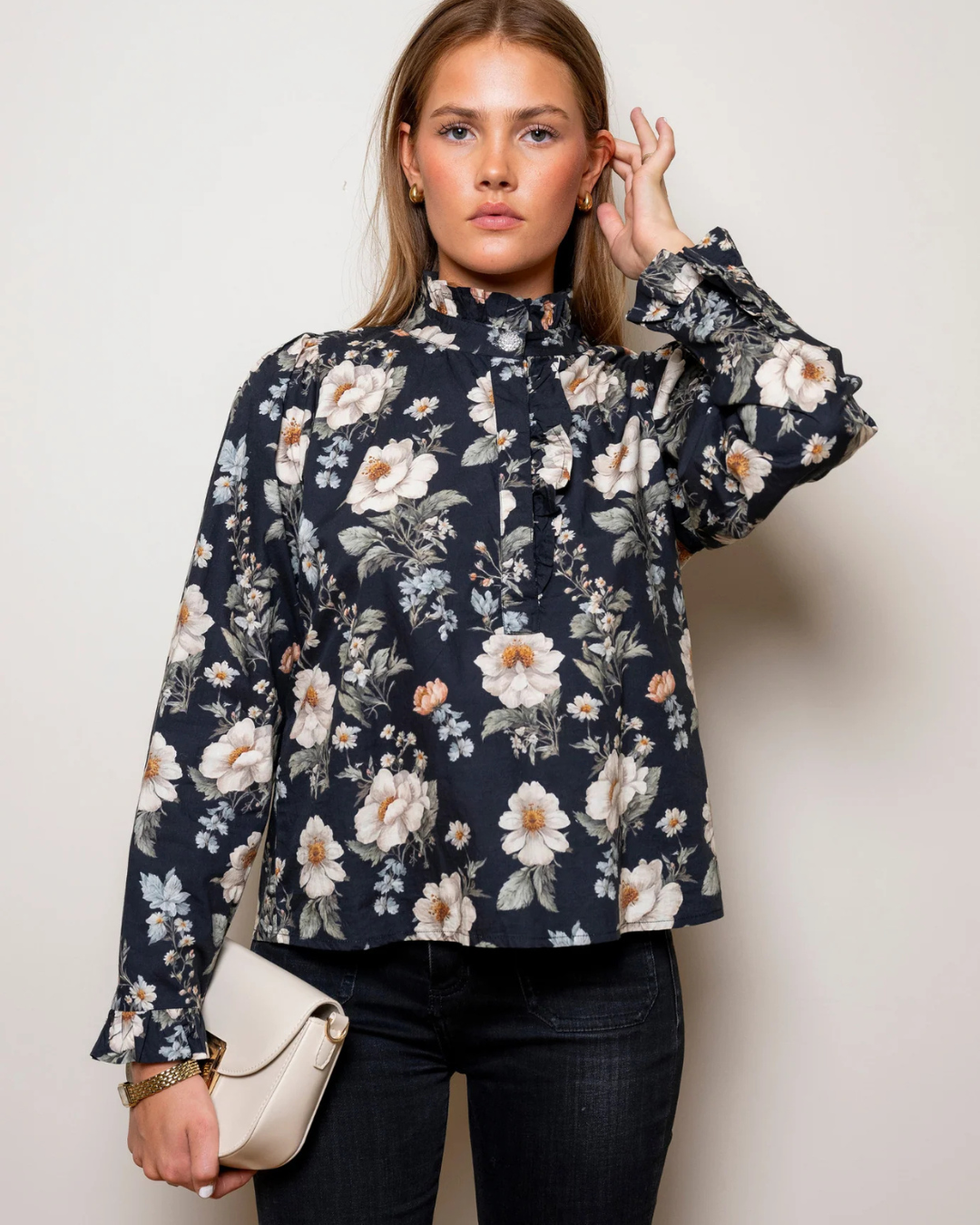 Ella Blouse - Black Poplin
