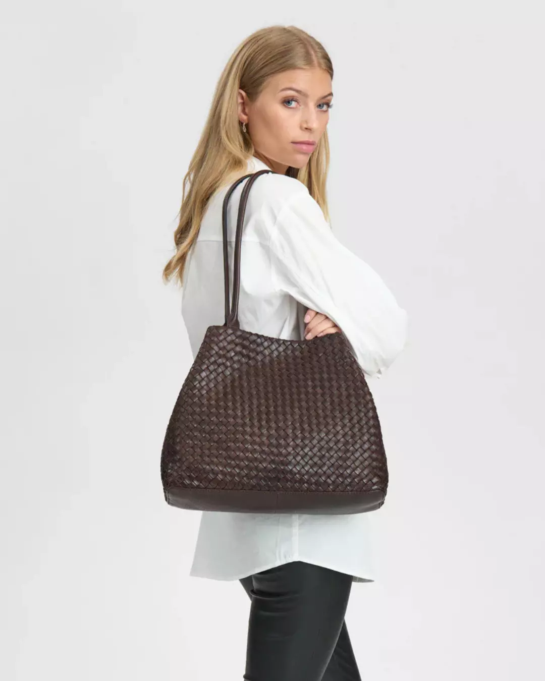 Shoulderbag Braided - Deep Brown