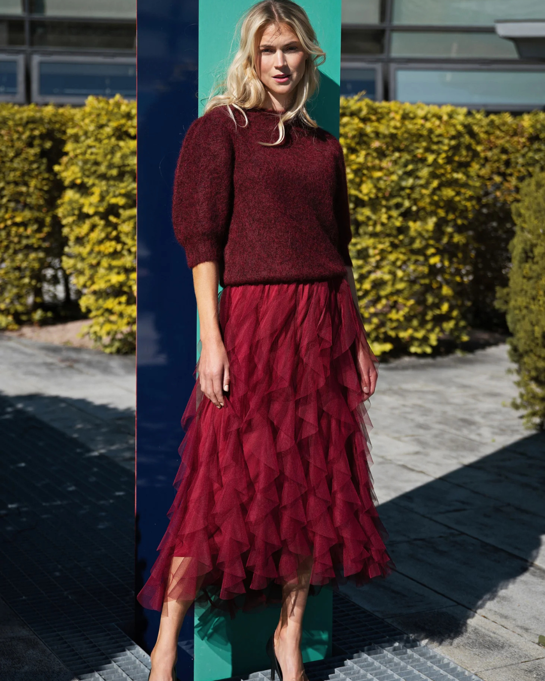 Valentina Skirt - Garnet Red