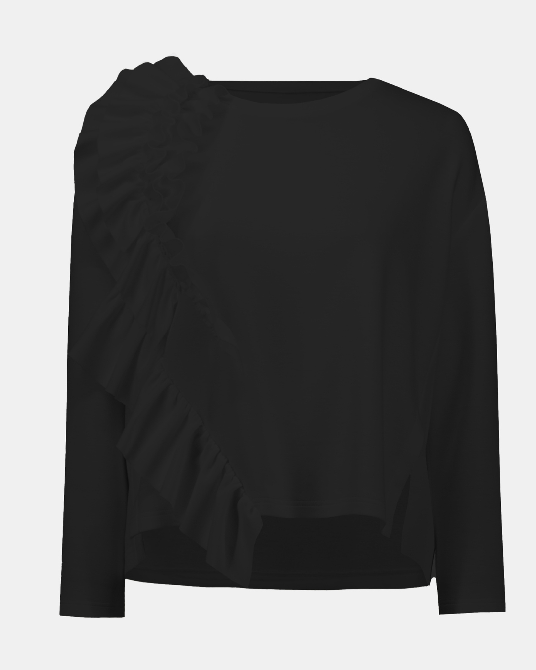 Rysjet genser m/rund hals - Svart