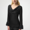 Chic Cowl Neck Pullover - Black