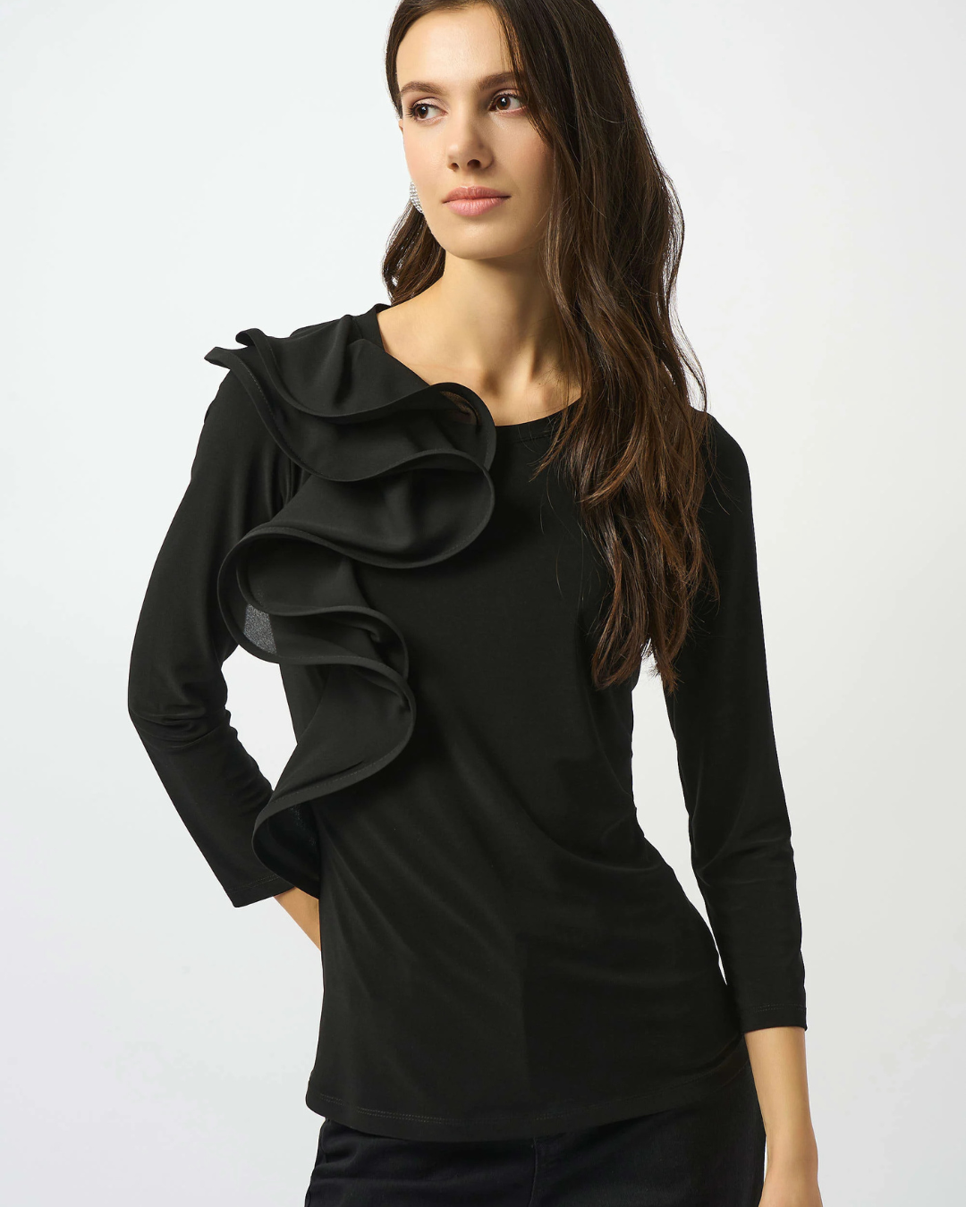 Ruffled Crew Neck Pullover