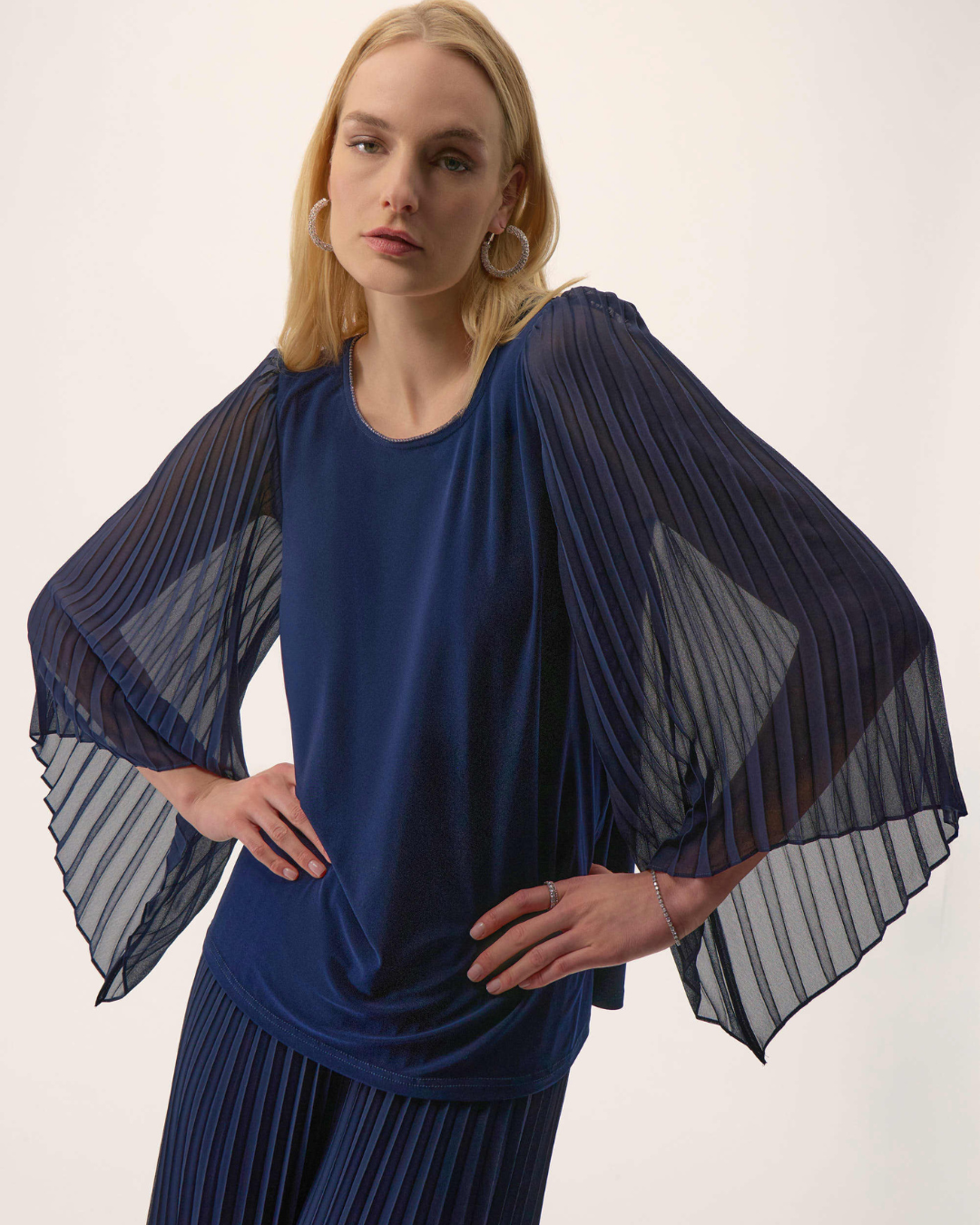 LDS Top W/Pleated Chiffon Arm