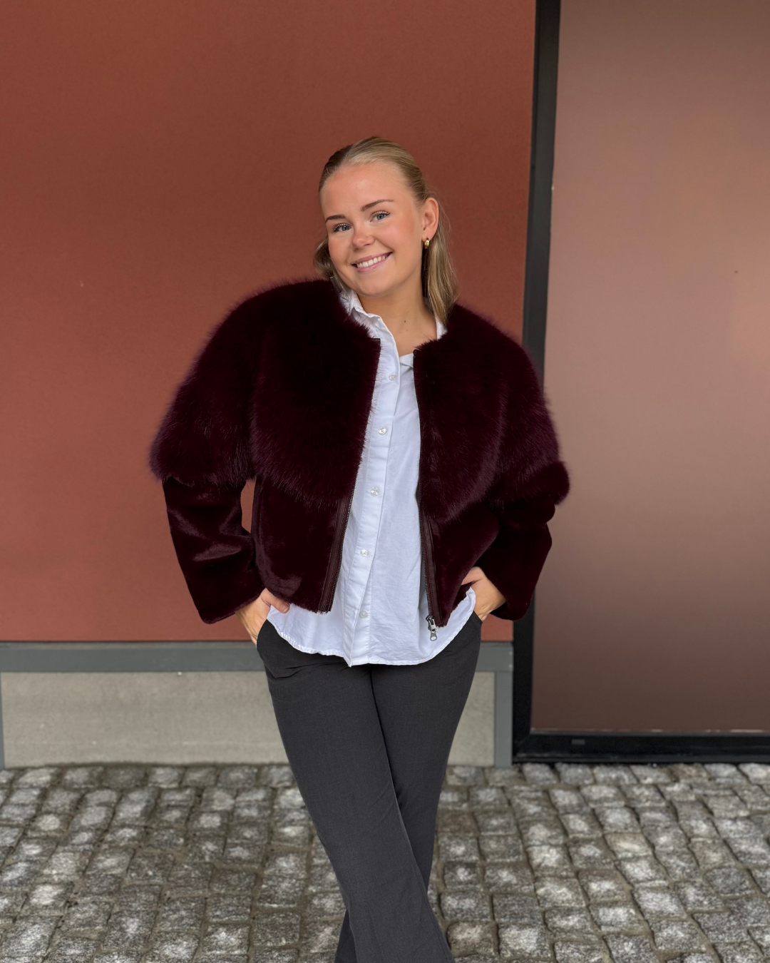 PJ Bonded Fur Burgundy