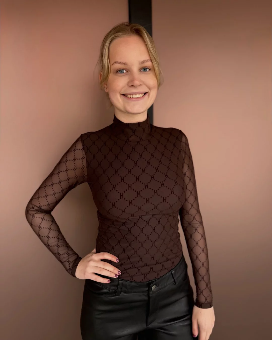 Mesh High Neck - Brown