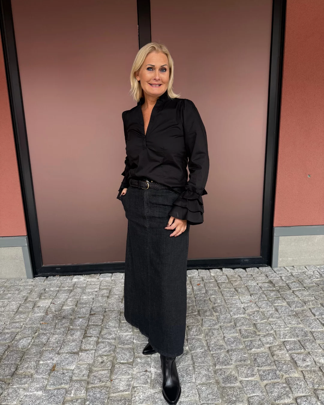 A-Shape Skirt - Black Denim