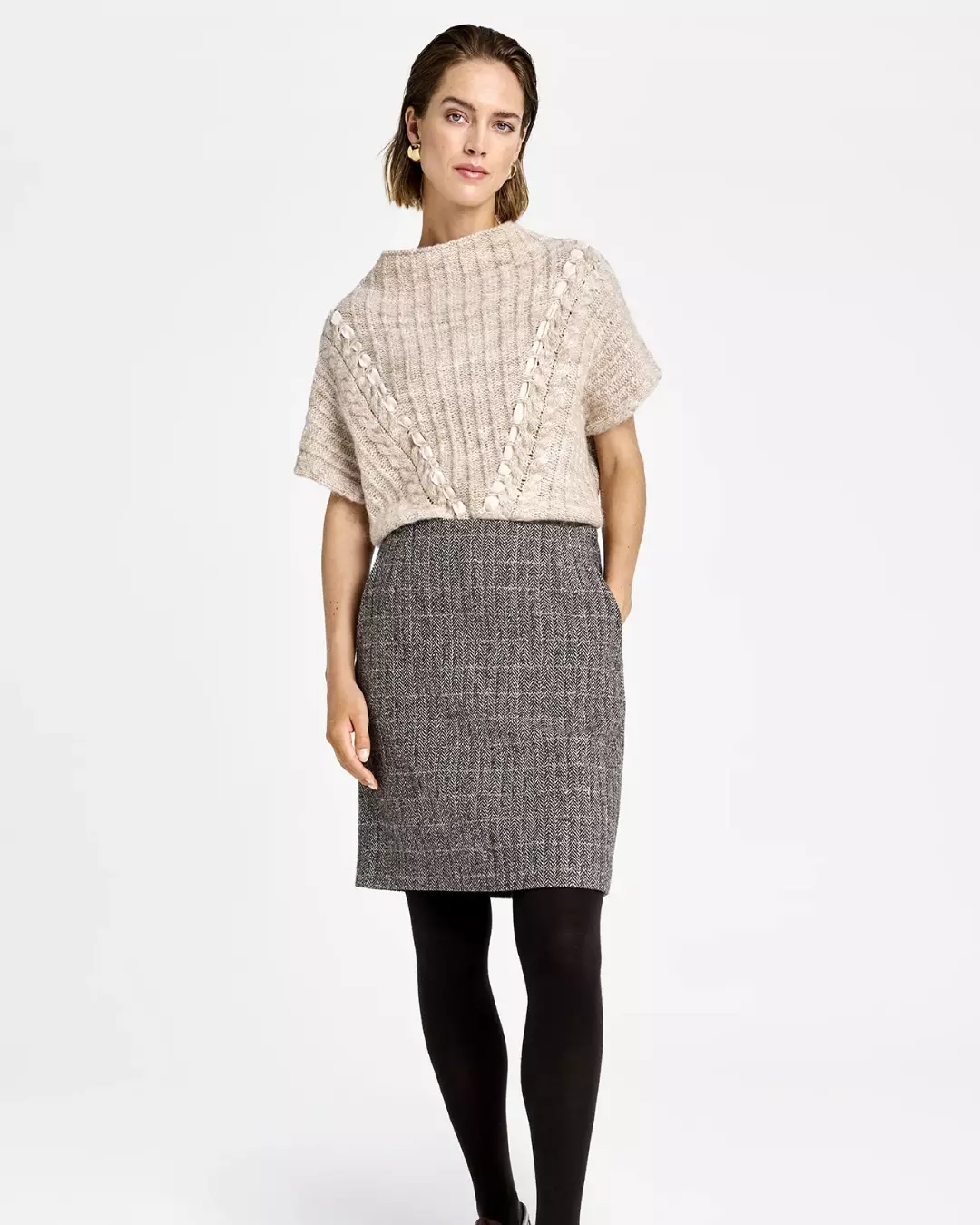 Olivia, high waist skirt - Chocolate