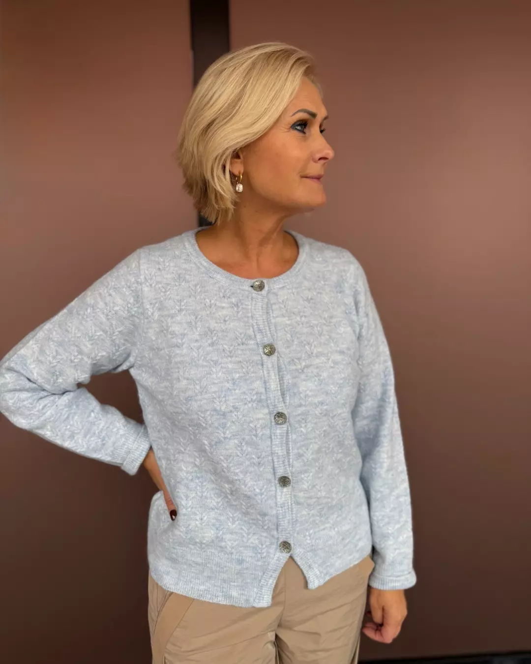 Magda, knit cardigan - Spring Sky