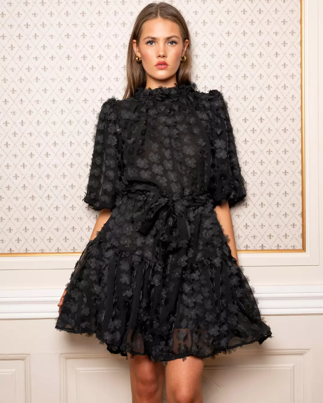 Laura Dress - Black Applique