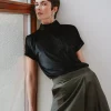 Ryan Velvet Top - Black Shiny