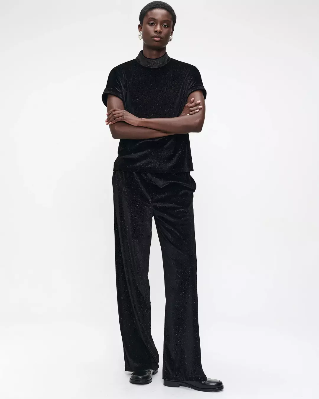 Simone velvet pants - Black Shiny