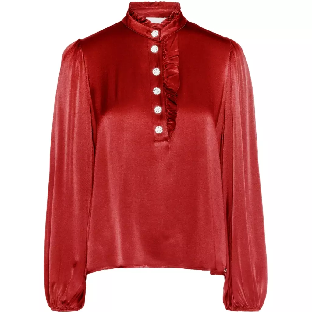 Solid Sateng Blouse - Passion Red