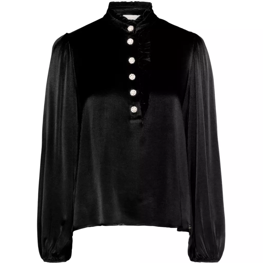 Solid Sateng Blouse - Black