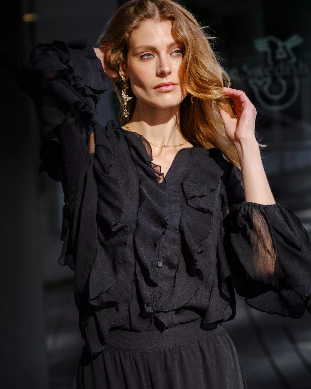 Ruffle Blouse - Black
