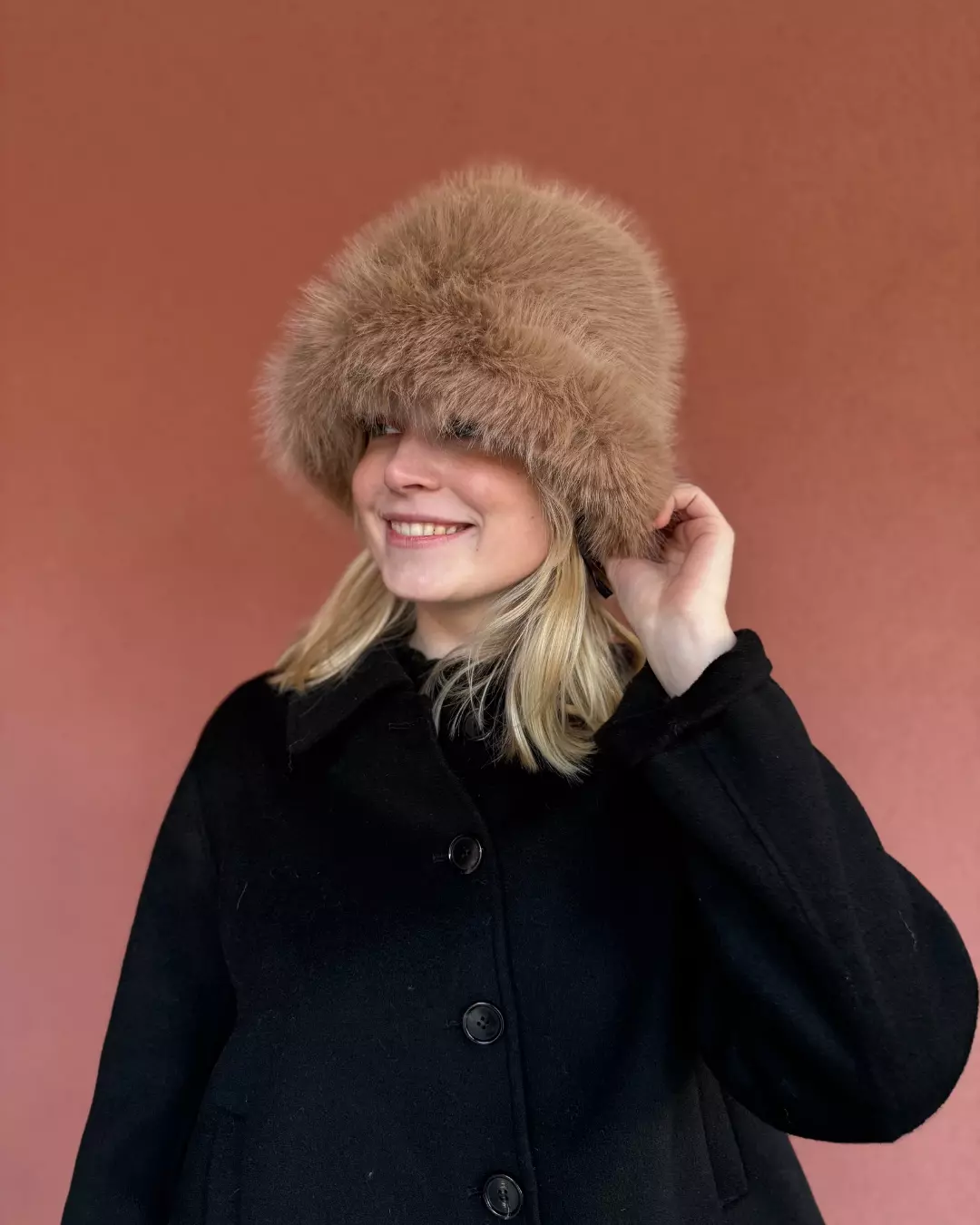 Aurora Fuskepels hatt - Camel