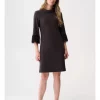 Mini Shift Dress With Fringe - Brown