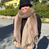 Jackie Ullskjerf m/fuskepels - Taupe