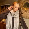 Nye ull/cashmere skjerf m/ frynser - Lys Taupe