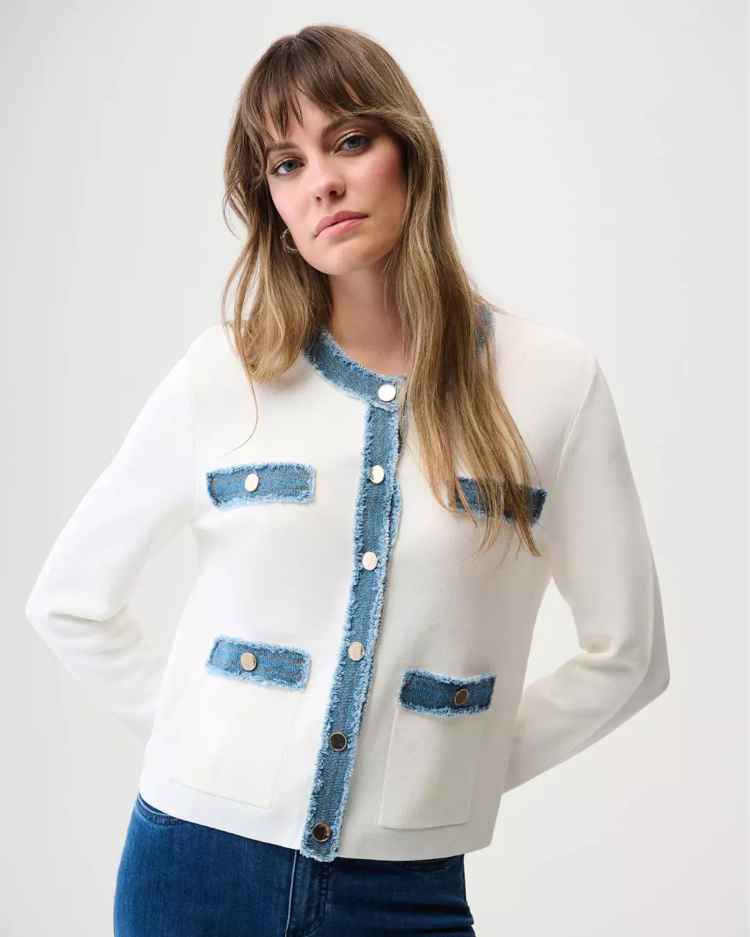 Stitch Jacket with Denim Trim